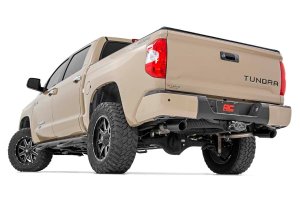 Toyota Tundra Performance Exhaust - Rear + Side Exit - Rough Country - Dual Cat-Back with Stainless Tips - Black - '09-'21